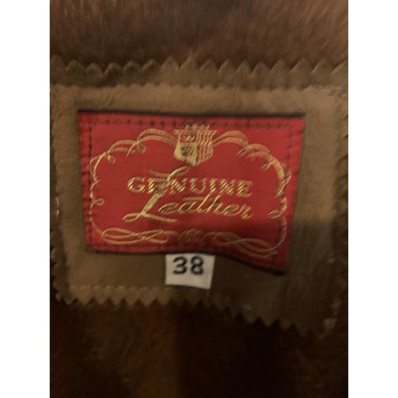 R. Sherman Brown Genuine Leather Button Front Jacket oversized - Picture 6 of 10